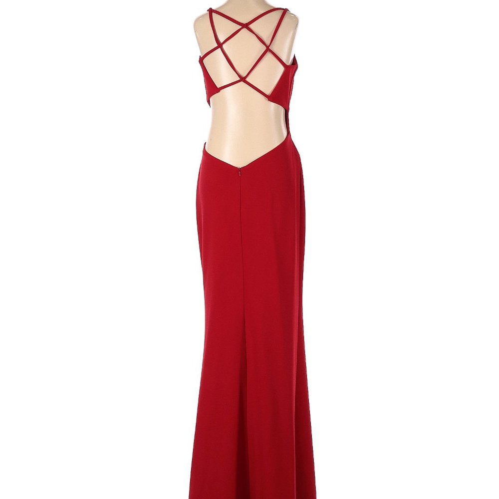 Red Backless Strappy Formal La Femme Gown